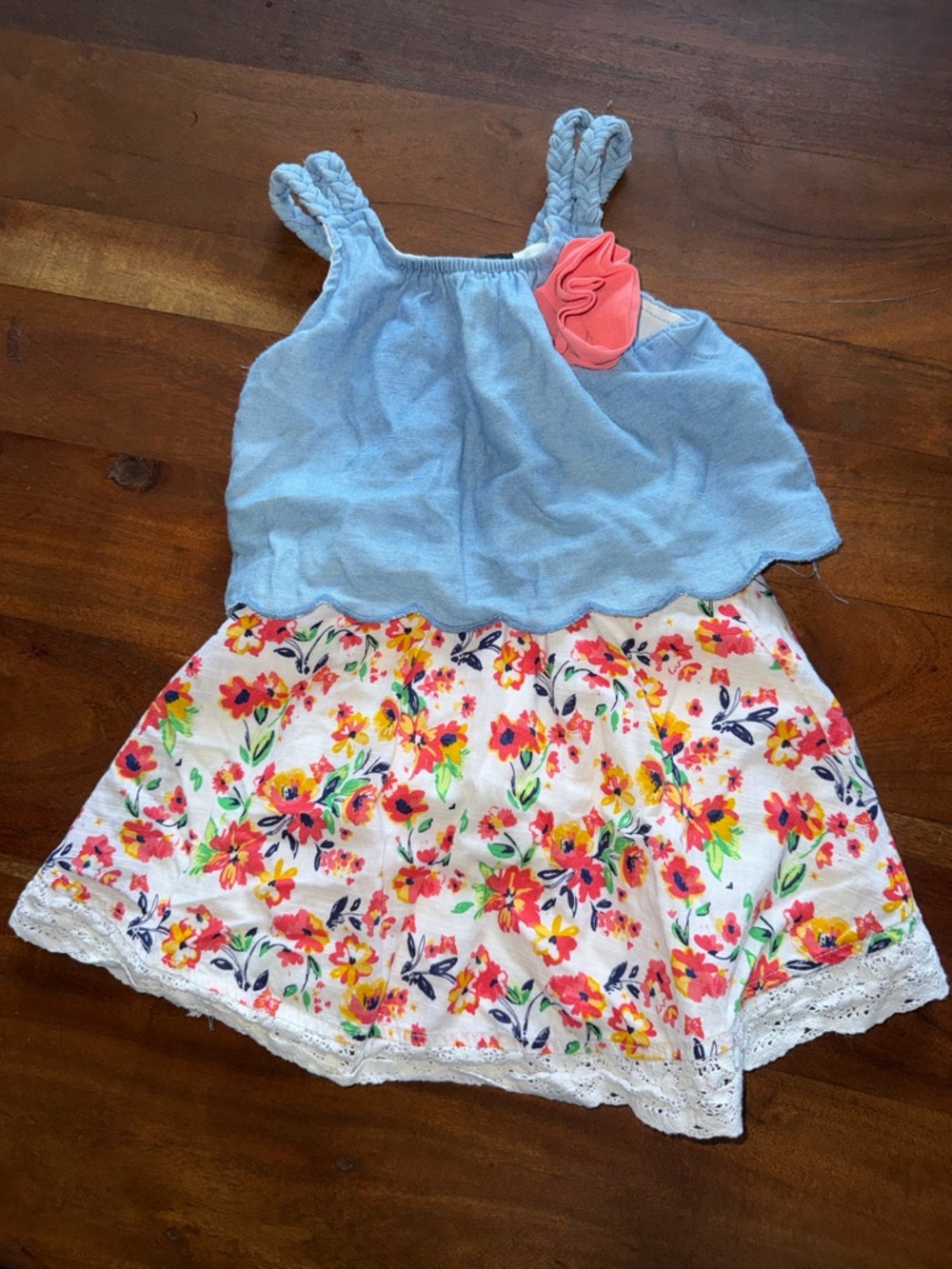 Blue‎ & Floral Girls' Sundress with Pink Accent